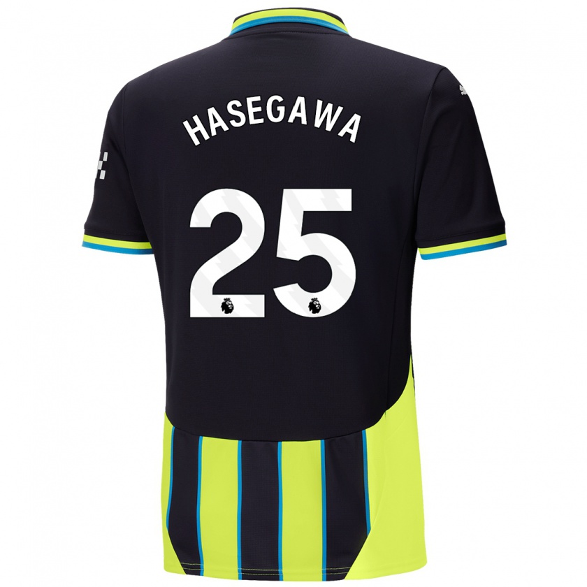 Kandiny Gyermek Yui Hasegawa #25 Kék Sárga Idegenbeli Jersey 2024/25 Mez Póló Ing