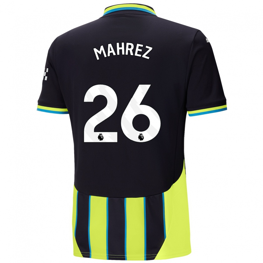 Kandiny Gyermek Riyad Mahrez #26 Kék Sárga Idegenbeli Jersey 2024/25 Mez Póló Ing