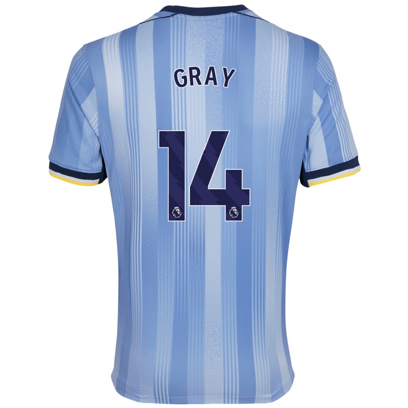 Kandiny Gyermek Archie Gray #14 Világoskék Idegenbeli Jersey 2024/25 Mez Póló Ing