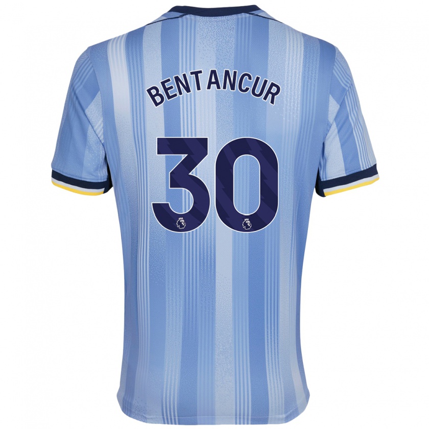 Kandiny Gyermek Rodrigo Bentancur #30 Világoskék Idegenbeli Jersey 2024/25 Mez Póló Ing