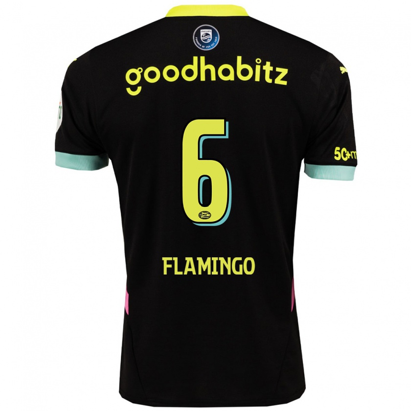 Kandiny Gyermek Ryan Flamingo #6 Fekete Sárga Idegenbeli Jersey 2024/25 Mez Póló Ing