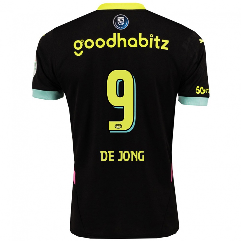 Kandiny Gyermek Luuk De Jong #9 Fekete Sárga Idegenbeli Jersey 2024/25 Mez Póló Ing