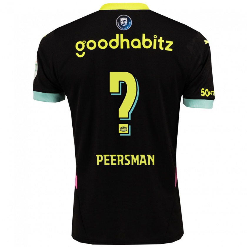 Kandiny Gyermek Kjell Peersman #0 Fekete Sárga Idegenbeli Jersey 2024/25 Mez Póló Ing