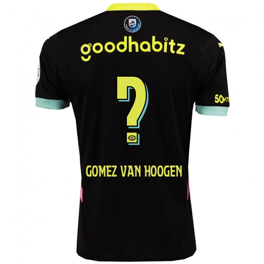 Kandiny Gyermek Samuel Gomez Van Hoogen #0 Fekete Sárga Idegenbeli Jersey 2024/25 Mez Póló Ing