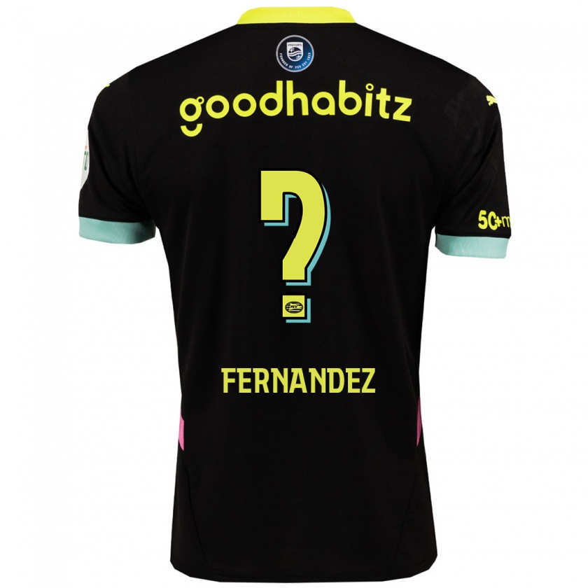 Kandiny Gyermek Noah Fernandez #0 Fekete Sárga Idegenbeli Jersey 2024/25 Mez Póló Ing