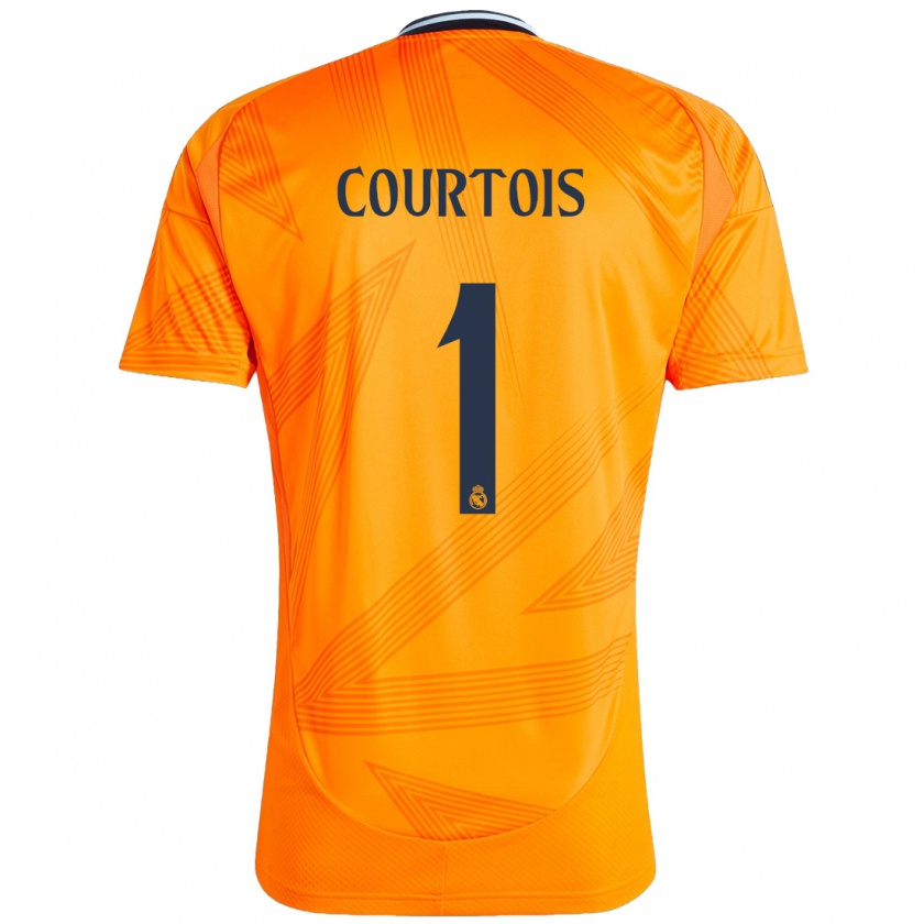 Kandiny Gyermek Thibaut Courtois #1 Narancs Idegenbeli Jersey 2024/25 Mez Póló Ing