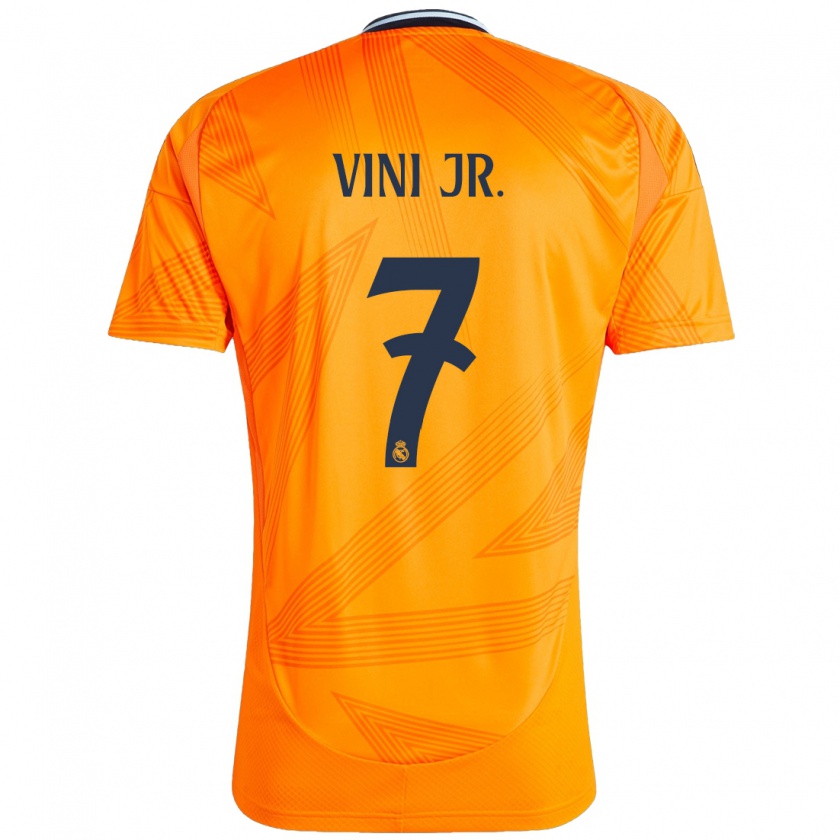 Kandiny Gyermek Vinicius Junior #7 Narancs Idegenbeli Jersey 2024/25 Mez Póló Ing