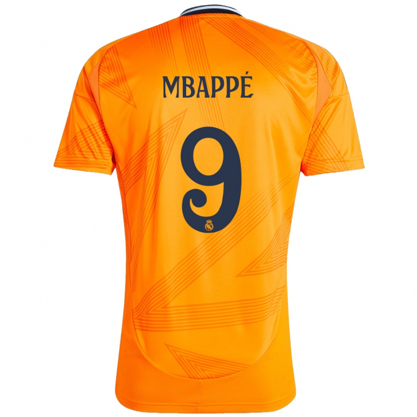 Kandiny Gyermek Kylian Mbappé #9 Narancs Idegenbeli Jersey 2024/25 Mez Póló Ing