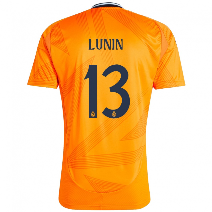 Kandiny Gyermek Andriy Lunin #13 Narancs Idegenbeli Jersey 2024/25 Mez Póló Ing