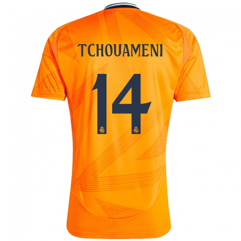 Kandiny Gyermek Aurélien Tchouaméni #14 Narancs Idegenbeli Jersey 2024/25 Mez Póló Ing