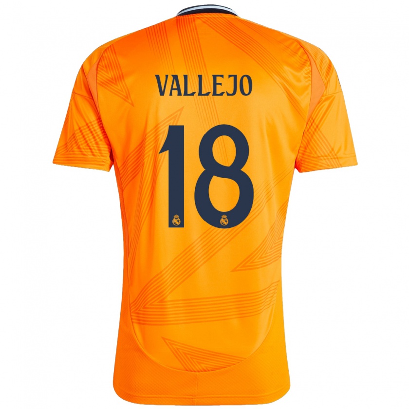 Kandiny Gyermek Jesús Vallejo #18 Narancs Idegenbeli Jersey 2024/25 Mez Póló Ing