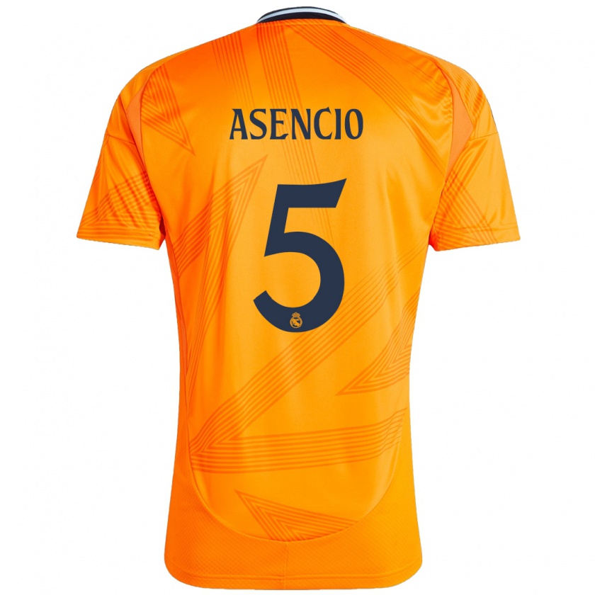 Kandiny Gyermek Raúl Asencio #5 Narancs Idegenbeli Jersey 2024/25 Mez Póló Ing