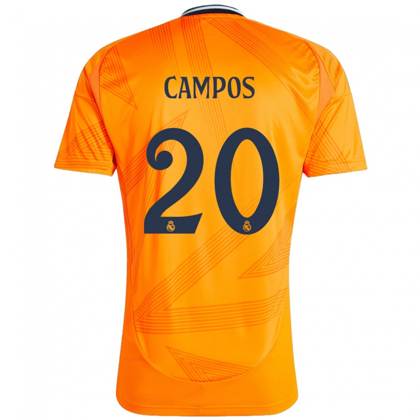 Kandiny Gyermek Andrés Campos #20 Narancs Idegenbeli Jersey 2024/25 Mez Póló Ing