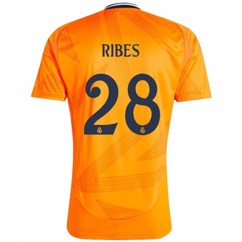 Kandiny Gyermek Kike Ribes #28 Narancs Idegenbeli Jersey 2024/25 Mez Póló Ing