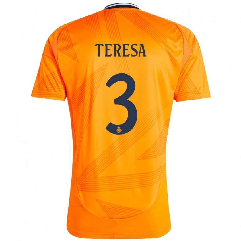 Kandiny Gyermek Teresa Abelleira #3 Narancs Idegenbeli Jersey 2024/25 Mez Póló Ing