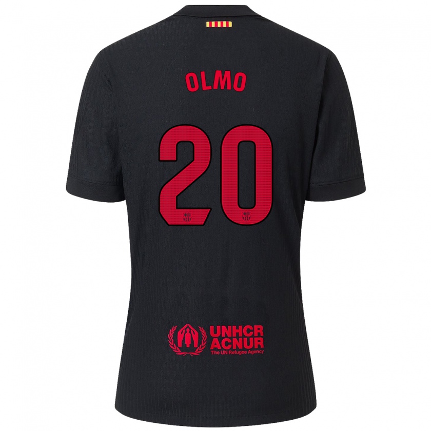 Kandiny Gyermek Dani Olmo #20 Fekete Piros Idegenbeli Jersey 2024/25 Mez Póló Ing