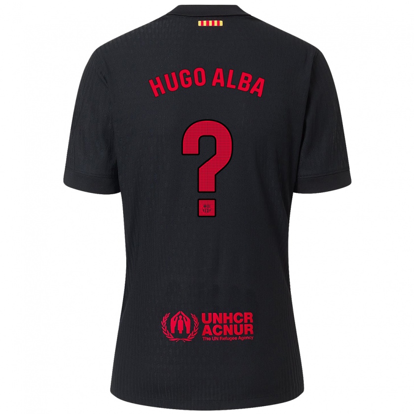 Kandiny Gyermek Hugo Alba #0 Fekete Piros Idegenbeli Jersey 2024/25 Mez Póló Ing