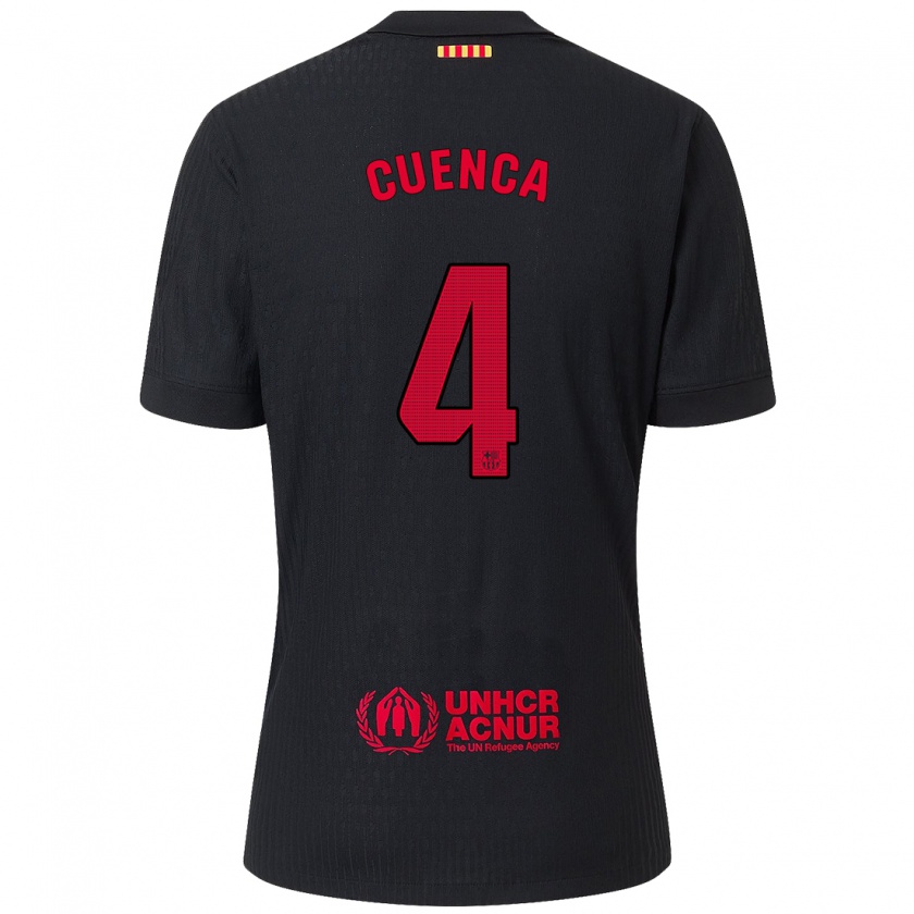 Kandiny Gyermek Andrés Cuenca #4 Fekete Piros Idegenbeli Jersey 2024/25 Mez Póló Ing