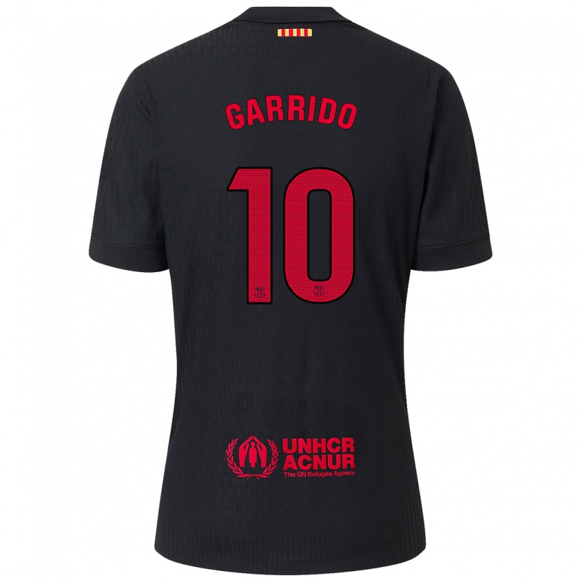 Kandiny Gyermek Aleix Garrido #10 Fekete Piros Idegenbeli Jersey 2024/25 Mez Póló Ing