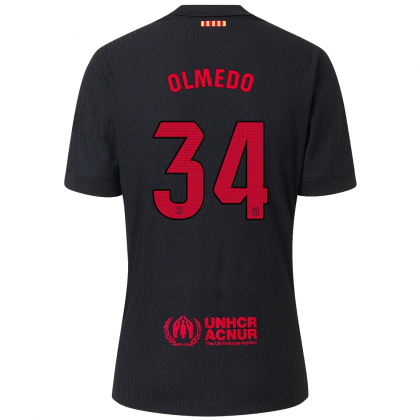 Kandiny Gyermek Alexis Olmedo #34 Fekete Piros Idegenbeli Jersey 2024/25 Mez Póló Ing