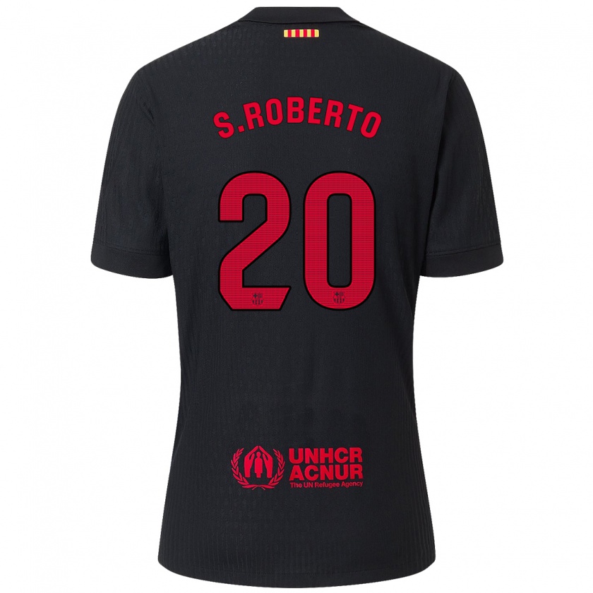 Kandiny Gyermek Sergi Roberto #20 Fekete Piros Idegenbeli Jersey 2024/25 Mez Póló Ing