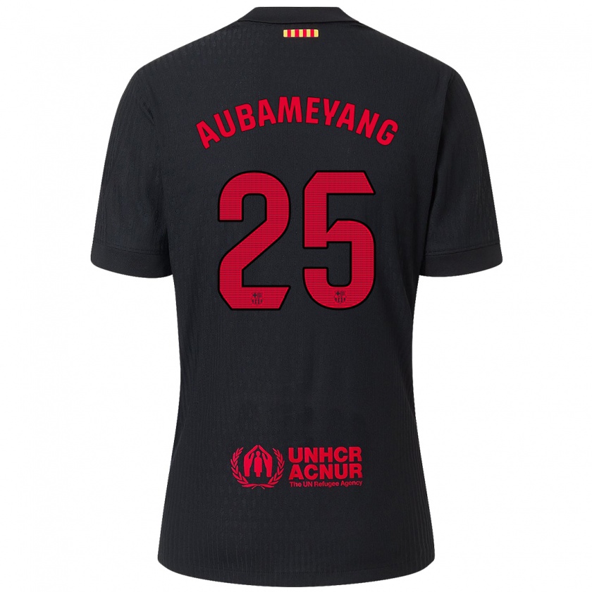 Kandiny Gyermek Pierre Emerick Aubameyang #25 Fekete Piros Idegenbeli Jersey 2024/25 Mez Póló Ing