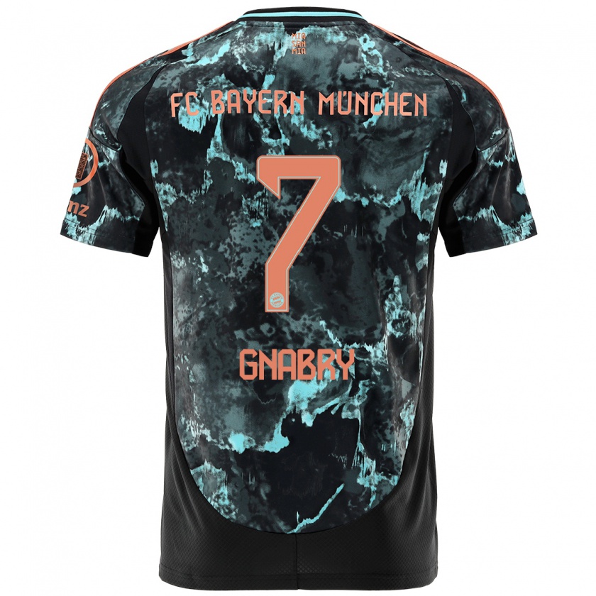 Kandiny Gyermek Serge Gnabry #7 Fekete Idegenbeli Jersey 2024/25 Mez Póló Ing