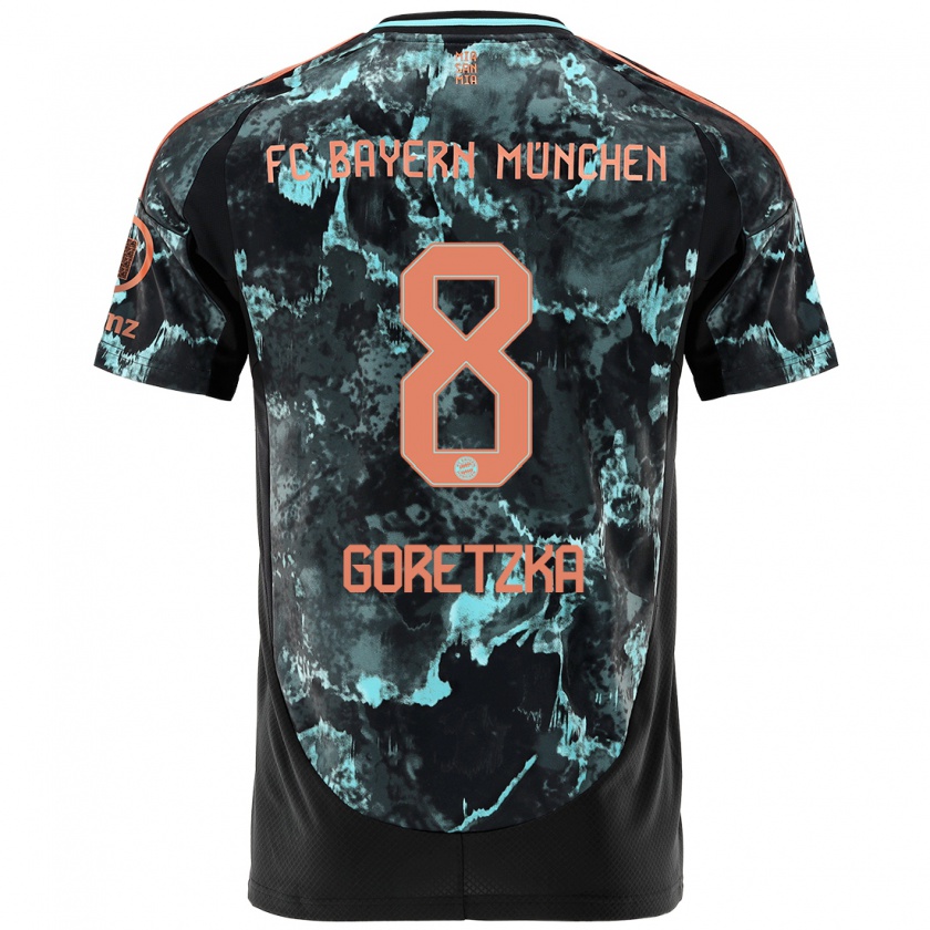 Kandiny Gyermek Leon Goretzka #8 Fekete Idegenbeli Jersey 2024/25 Mez Póló Ing