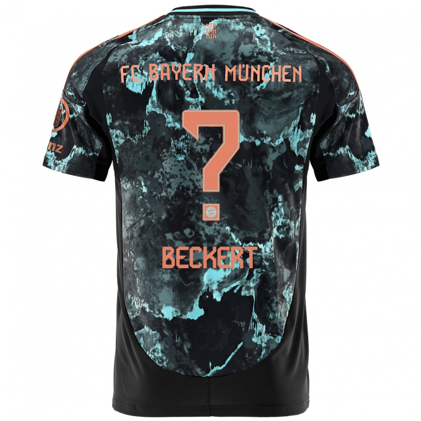 Kandiny Gyermek Valentin Beckert #0 Fekete Idegenbeli Jersey 2024/25 Mez Póló Ing