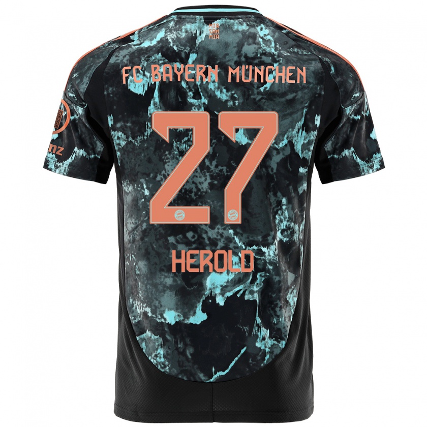 Kandiny Gyermek David Herold #27 Fekete Idegenbeli Jersey 2024/25 Mez Póló Ing