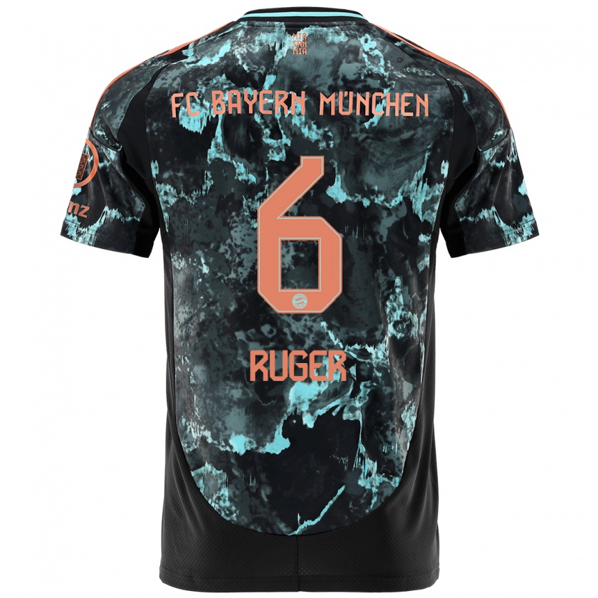 Kandiny Gyermek Kurt Ruger #6 Fekete Idegenbeli Jersey 2024/25 Mez Póló Ing