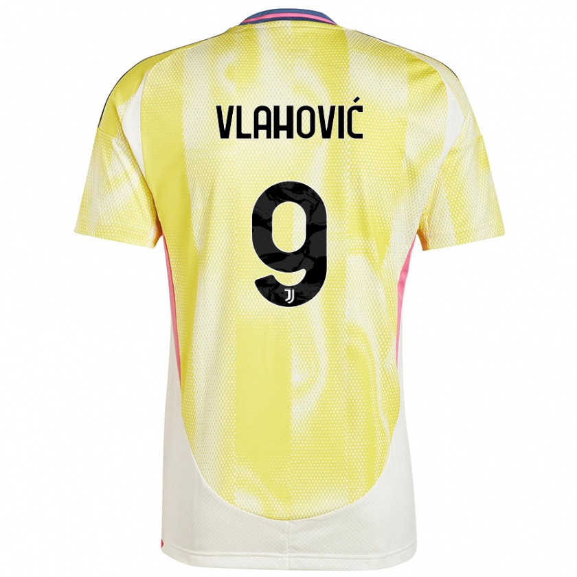 Kandiny Gyermek Dušan Vlahović #9 Napsárga Idegenbeli Jersey 2024/25 Mez Póló Ing