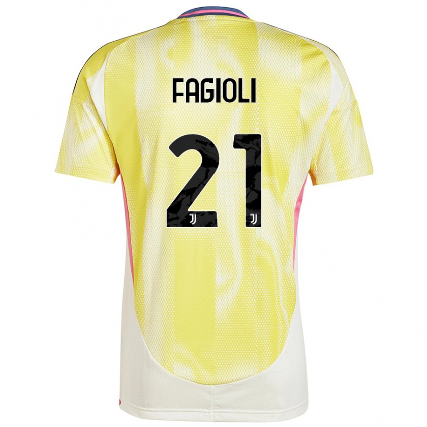 Kandiny Gyermek Nicolò Fagioli #21 Napsárga Idegenbeli Jersey 2024/25 Mez Póló Ing