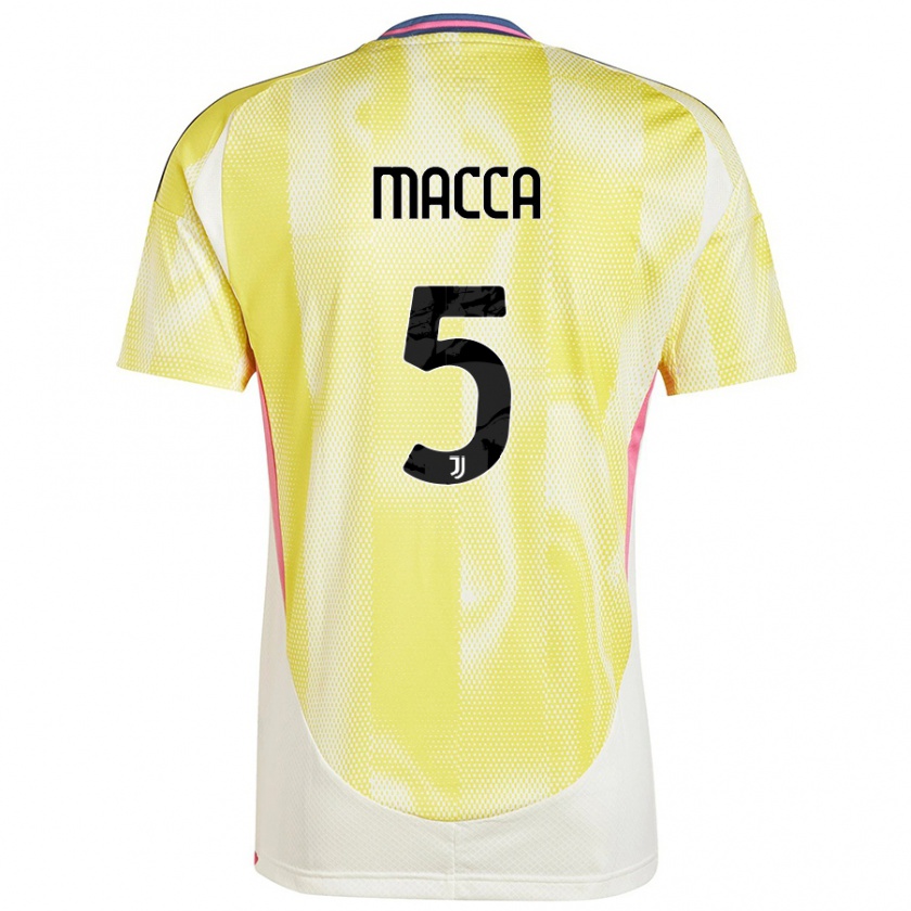 Kandiny Gyermek Federico Macca #5 Napsárga Idegenbeli Jersey 2024/25 Mez Póló Ing