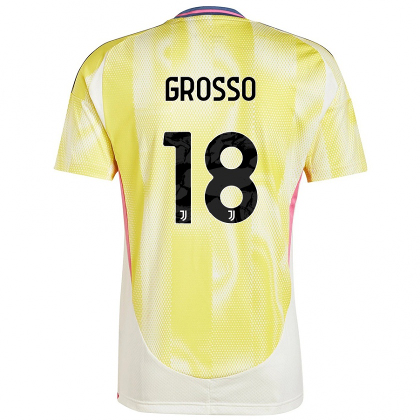 Kandiny Gyermek Filippo Grosso #18 Napsárga Idegenbeli Jersey 2024/25 Mez Póló Ing