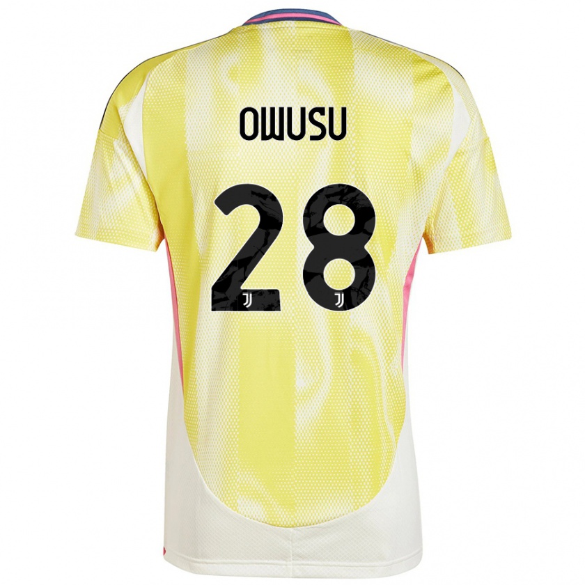 Kandiny Gyermek Augusto Owusu #28 Napsárga Idegenbeli Jersey 2024/25 Mez Póló Ing