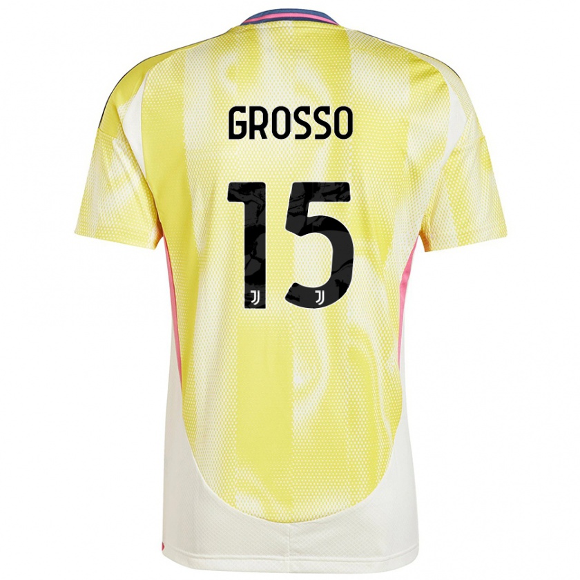 Kandiny Gyermek Julia Grosso #15 Napsárga Idegenbeli Jersey 2024/25 Mez Póló Ing