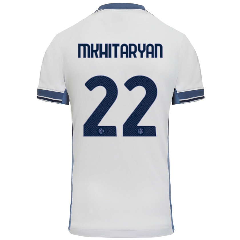 Kandiny Gyermek Henrikh Mkhitaryan #22 Fehér Szürke Idegenbeli Jersey 2024/25 Mez Póló Ing