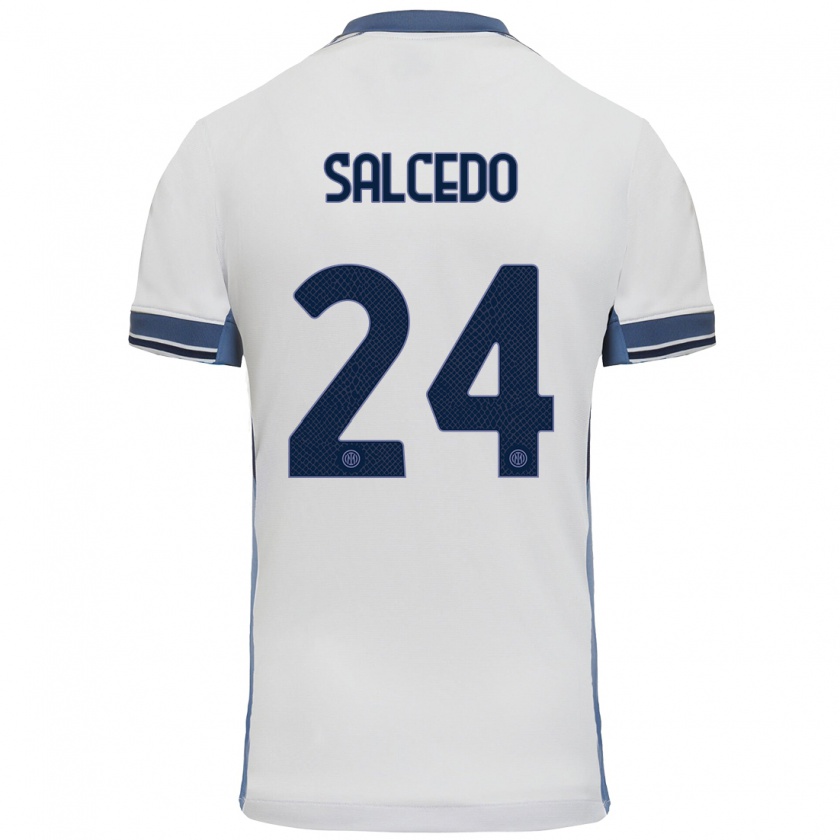 Kandiny Gyermek Eddie Salcedo #24 Fehér Szürke Idegenbeli Jersey 2024/25 Mez Póló Ing