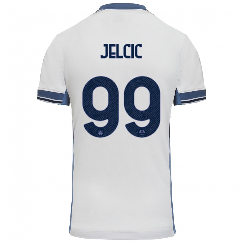 Kandiny Gyermek Maja Jelčić #99 Fehér Szürke Idegenbeli Jersey 2024/25 Mez Póló Ing