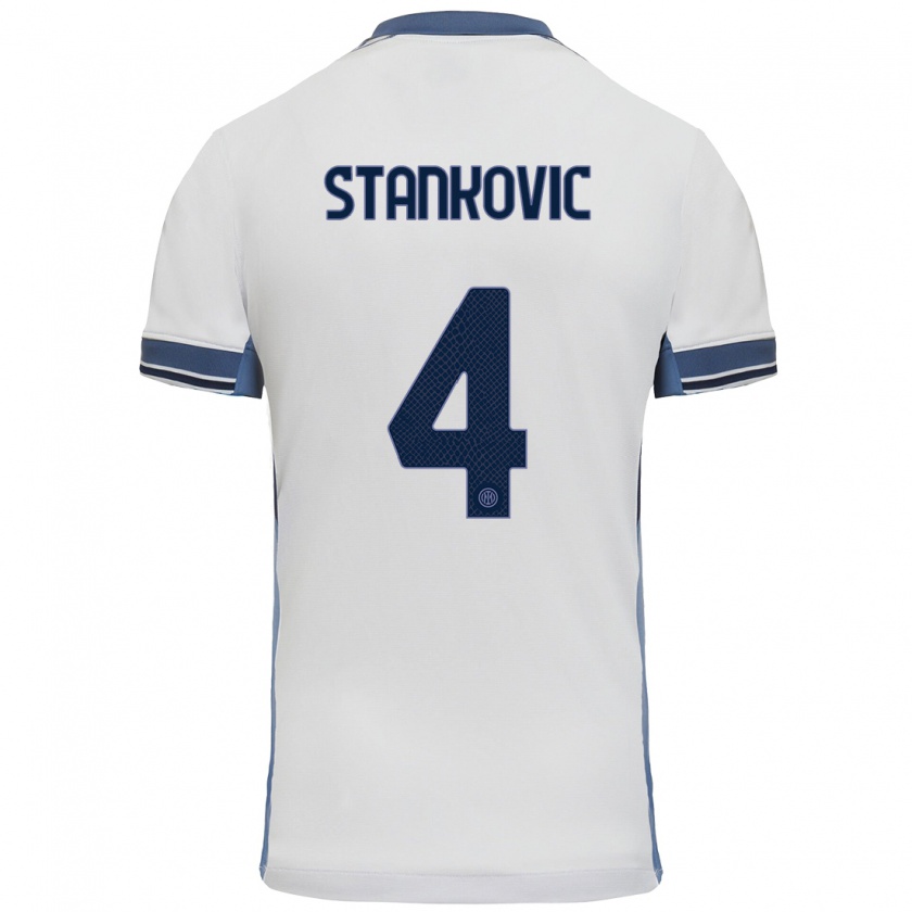 Kandiny Gyermek Aleksandar Stankovic #4 Fehér Szürke Idegenbeli Jersey 2024/25 Mez Póló Ing