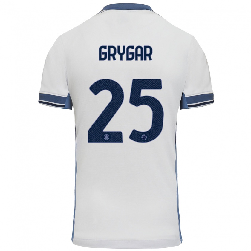 Kandiny Gyermek Samuel Grygar #25 Fehér Szürke Idegenbeli Jersey 2024/25 Mez Póló Ing