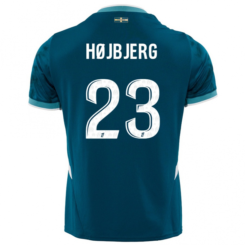 Kandiny Gyermek Pierre-Emile Højbjerg #23 Türkizkék Idegenbeli Jersey 2024/25 Mez Póló Ing