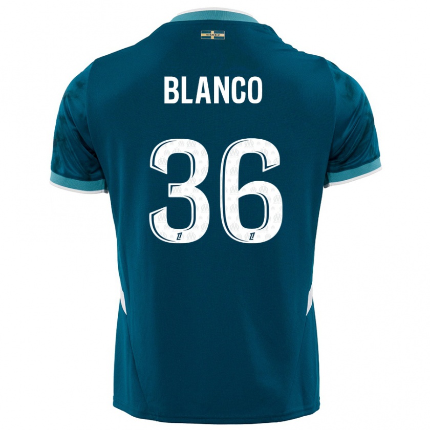 Kandiny Gyermek Rubén Blanco #36 Türkizkék Idegenbeli Jersey 2024/25 Mez Póló Ing