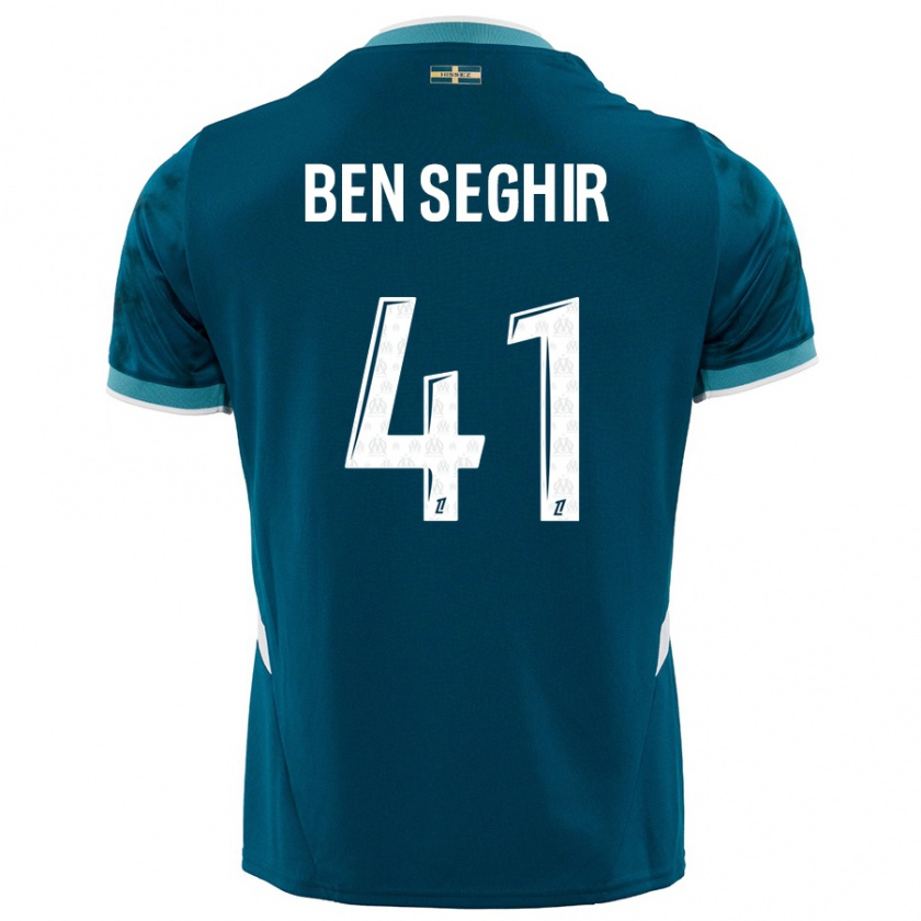 Kandiny Gyermek Salim Ben Seghir #41 Türkizkék Idegenbeli Jersey 2024/25 Mez Póló Ing