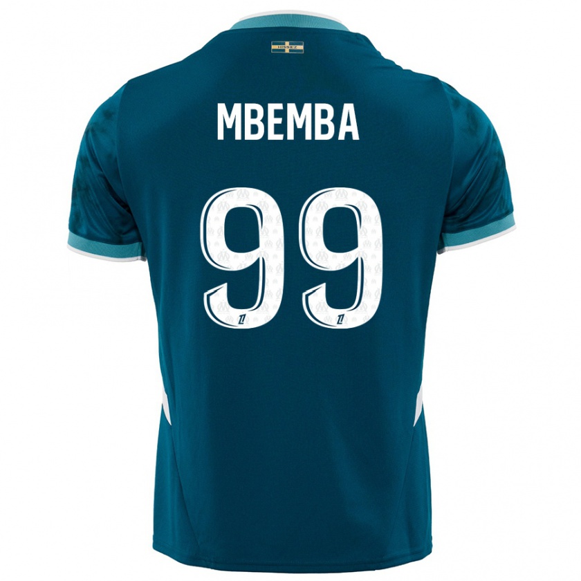 Kandiny Gyermek Chancel Mbemba #99 Türkizkék Idegenbeli Jersey 2024/25 Mez Póló Ing