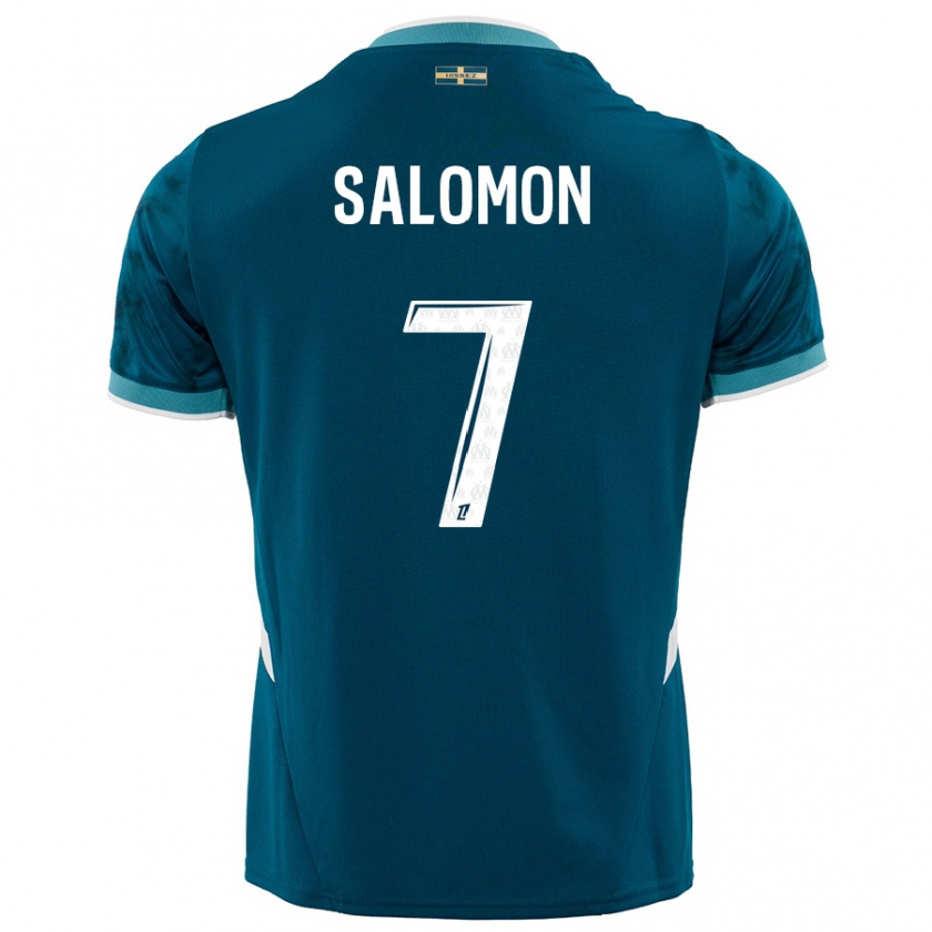 Kandiny Gyermek Maëva Salomon #7 Türkizkék Idegenbeli Jersey 2024/25 Mez Póló Ing