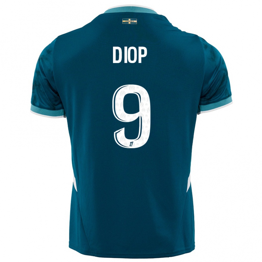 Kandiny Gyermek Mama Diop #9 Türkizkék Idegenbeli Jersey 2024/25 Mez Póló Ing