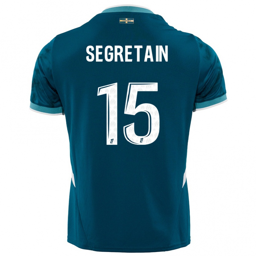 Kandiny Gyermek Julie Ségrétain #15 Türkizkék Idegenbeli Jersey 2024/25 Mez Póló Ing