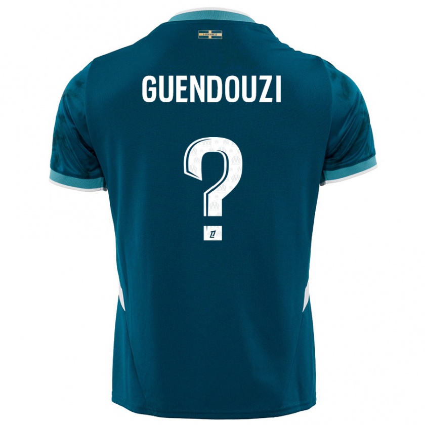 Kandiny Gyermek Milan Guendouzi #0 Türkizkék Idegenbeli Jersey 2024/25 Mez Póló Ing